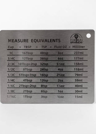 Fox Run Stainless Steel Conversion Chart Magnet, 4.3" x 3.4"