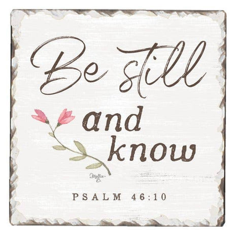 Be Still & Know Single Absorbent Stone Tumbled Tile Coaster
