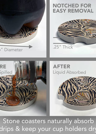"Zebra Butterflies" Absorbent Stone Car Coaster 1pk