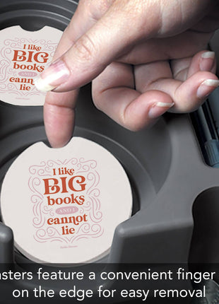 "I Like Big Books" Single Packaged Stone Car Coaster