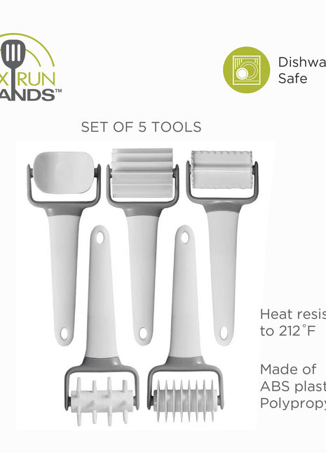 Fox Run Pastry and Pasta Wheels, Set of 5 Dough Cutter Tools