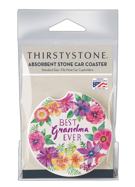Best Grandma Absorbent Stone Car Coaster, Single Pack