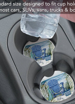 By The Sea Chair Absorbent Stone Car Coaster 1 Pack