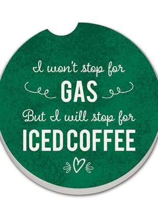 "Iced Coffee" Absorbent Stone Car Coaster 1pk