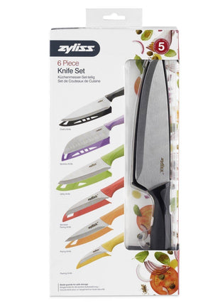 Zyliss 6 Piece Kitchen Knife Value Set with Sheath Covers