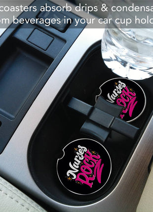 "Nurses Rock" Absorbent Stone Car Coaster 1pk