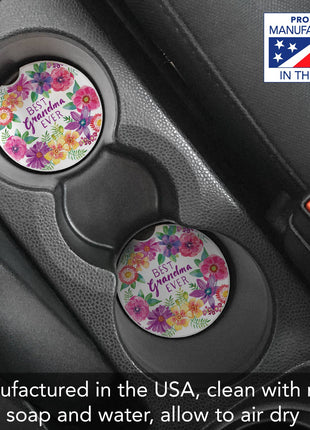 "Best Grandma" Absorbent Stone Car Coaster 1pk