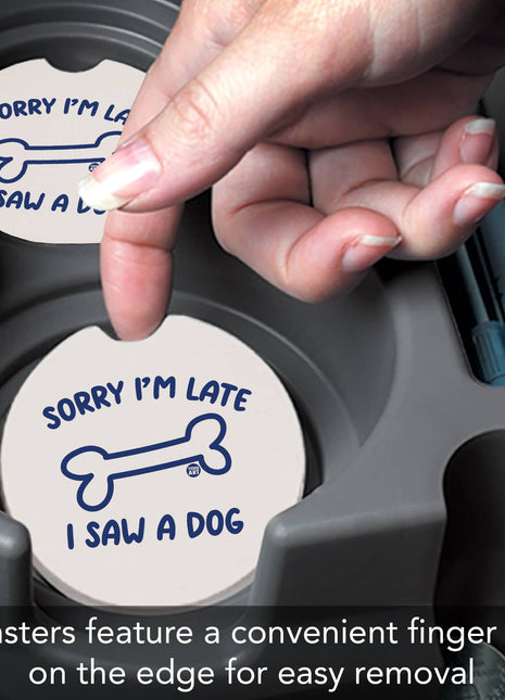 "Saw A Dog" Absorbent Stone Car Coaster 1pk