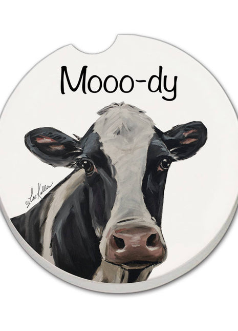 "Mooo-dy" Absorbent Stone Car Coaster 1pk