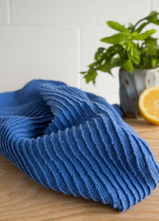 Ripple Royal Blue Turkish Cotton Dishtowel