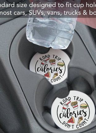 Road Trip Calories Absorbent Stone Car Coaster 1 Pk