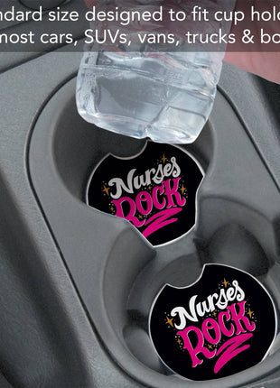"Nurses Rock" Absorbent Stone Car Coaster 1pk