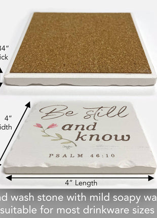 Be Still & Know Single Absorbent Stone Tumbled Tile Coaster