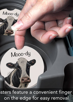 "Mooo-dy" Absorbent Stone Car Coaster 1pk