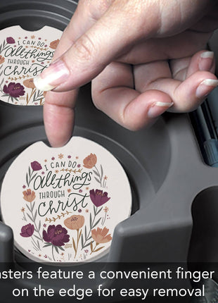 "All Things" Single Packaged Stone Car Coaster