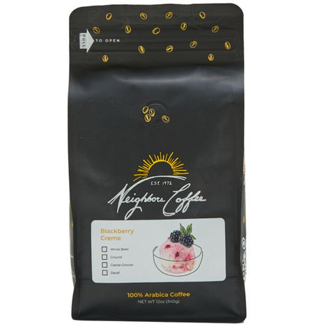 Neighbors Coffee Roasters Blackberry Crème Coffee | Flavored Medium Roast Coffee | Whole Bean or Ground | 1/2 lb & 1 lb Bags