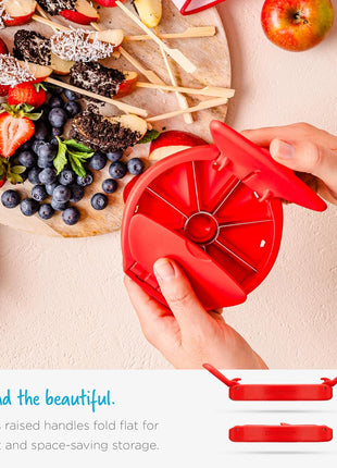 Dreamfarm Flapple Fold-Flat, Space-Saving Apple Corer & 8-Piece Apple Slicer - Red