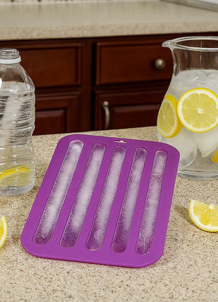 HIC Kitchen Silicone Water Bottle Ice Tray, Each Tray Makes 5 Long Ice Sticks
