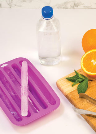 HIC Kitchen Silicone Water Bottle Ice Tray, Each Tray Makes 5 Long Ice Sticks