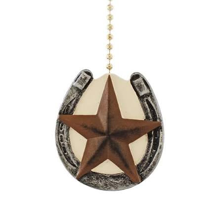 Ceiling Fan Pull - Horseshoe With Barn Texas Star