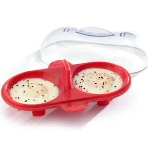 Norpro Silicone Microwave Double Egg Poacher, Red