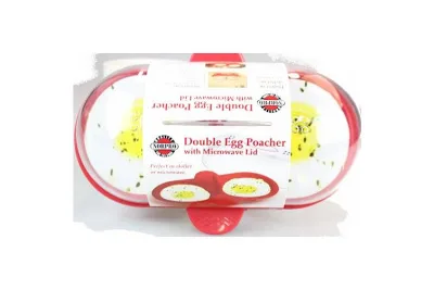 Norpro Silicone Microwave Double Egg Poacher, Red