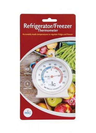 HIC Kitchen Roasting Refrigerator Freezer Thermometer, Large 2.5-Inch Easy-Read Face with Temperature Guide, Stainless Steel