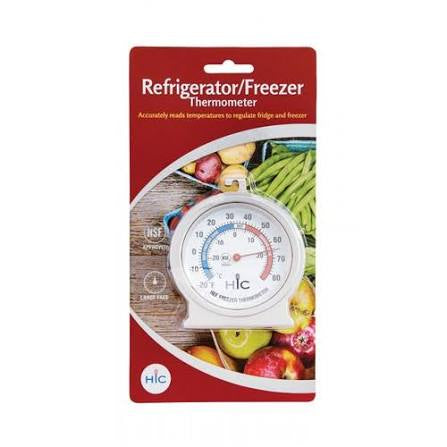 HIC Kitchen Roasting Refrigerator Freezer Thermometer, Large 2.5-Inch Easy-Read Face with Temperature Guide, Stainless Steel