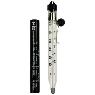 HIC Roasting Deep Fry Candy Jelly Thermometer, Easy-Read Glass Tube with Protective Sheath and Temperature Guide