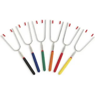 HIC Kitchen Extendable Roasting Forks with Wide Prongs, Extends to 35.25-Inches, Set of 6 with Storage Bag