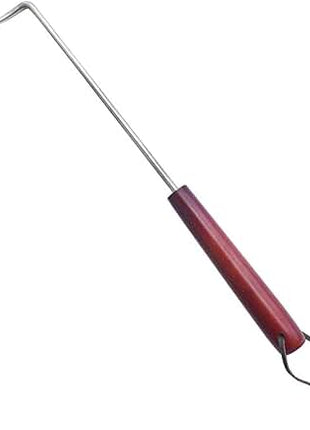 15 Inches Food Flipper - Stainless Steel BBQ Meat Turner Hook with Wooden Handle for Grilling & Smoking