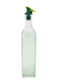 Diamond Embossed Glass Square Oil and Vinegar Cruet with Pourer, 16 oz, Translucent