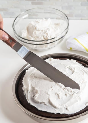 Offset Icing Spatula, 8-Inch Stainless Steel Blade, Wood Handle, Metallic