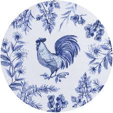 Kay Dee Designs Round Braided Placemat 14.5" Blue Rooster