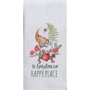 GARDEN GNOME EMBROIDERED DUAL PURPOSE TOWEL