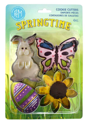 SPRING COOKIE CUTTERS 4 PC S/S SET CARDED