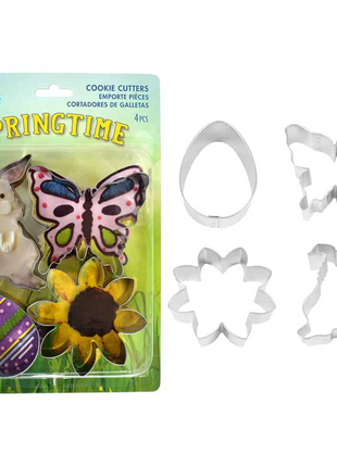 SPRING COOKIE CUTTERS 4 PC S/S SET CARDED