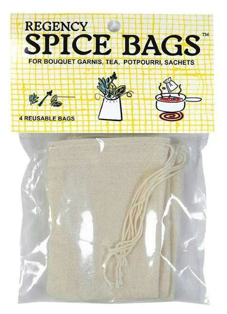Regency Spice Bag for Bouquet Garnis with Drawstring Tops, Set of 4