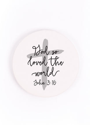 Ceramic Car Coasters - God So Loved The World