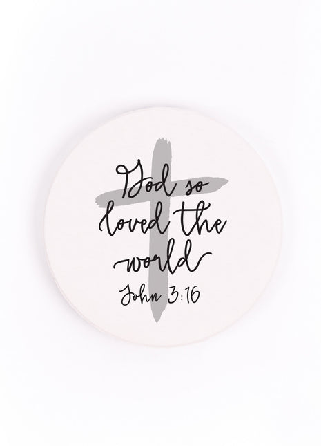 Ceramic Car Coasters - God So Loved The World