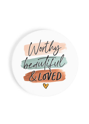 Ceramic Car Coasters - Worthy Beautiful & Loved