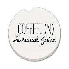 Ceramic Car Coasters - Coffee Survival Juice