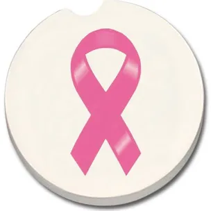 Ceramic Car Coaster - Breast Cancer Ribbon