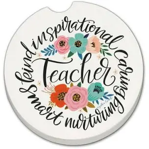 Ceramic Car Coaster - Teacher Words
