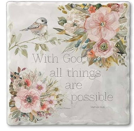 Square Drink Coaster - Matthew 19:26