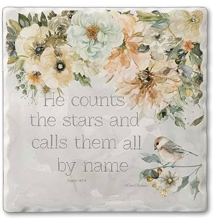 Square Drink Coaster - Psalm 147:4