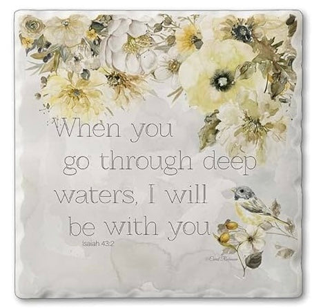 Square Drink Coaster - Isaiah 43:2
