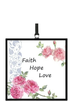 Stained Glass Window Art - Faith Hope Love