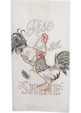 Farmer's Market Rooster Embroidered Flour Towel