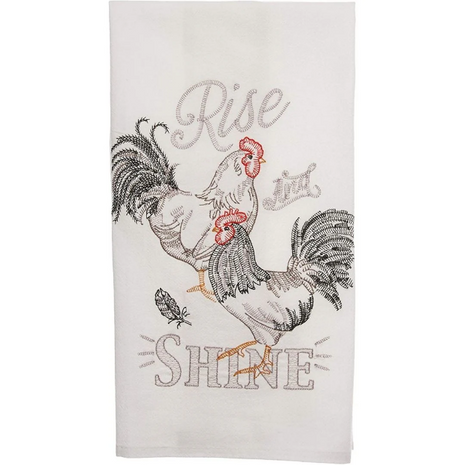 Farmer's Market Rooster Embroidered Flour Towel